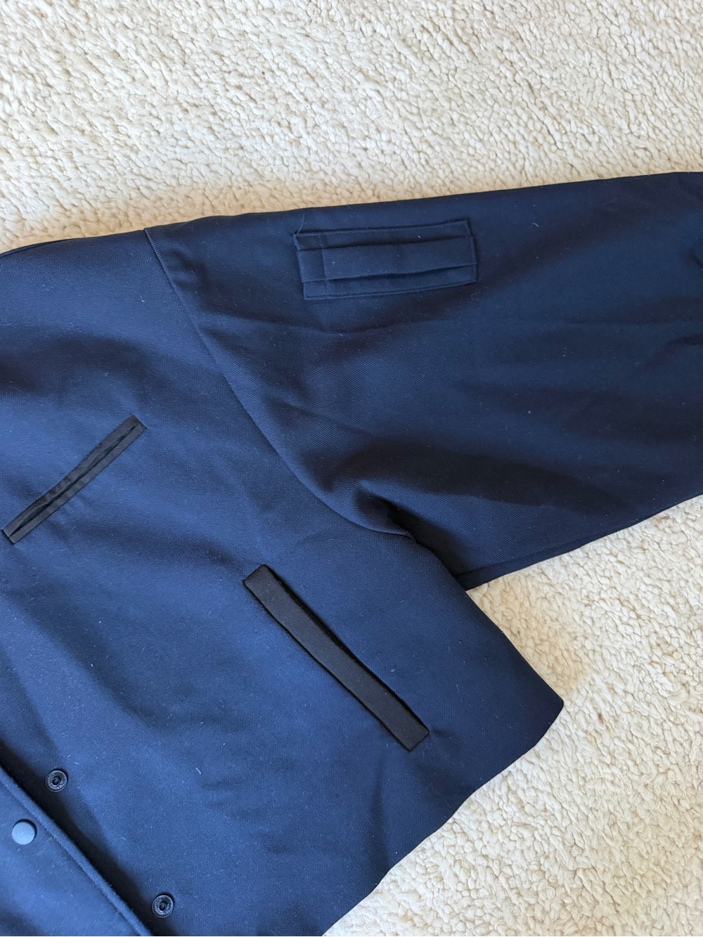Frankie Shop Cropped Bomber Jacket in Navy - Picture 6 of 7